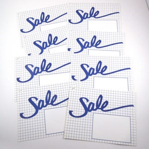 ヴィンテージ未使用の青と白のセール店価格または商品タグ 8 個セット