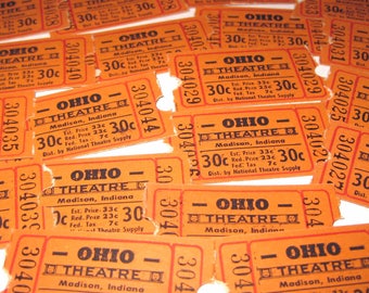 Vintage Ohio Theatre Tickets Madison Indiana Unused Set of 22