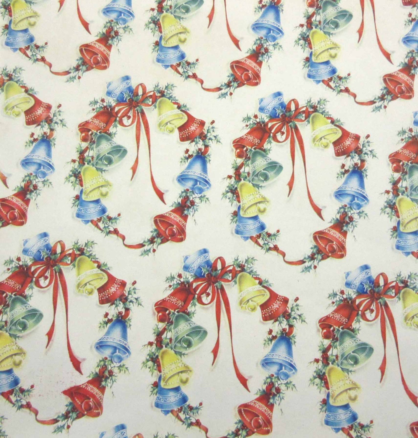 Vintage Christmas Wrapping Paper or Gift Wrap with Bells in Etsy