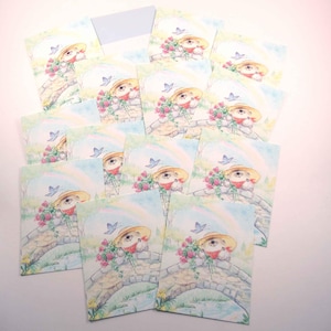 Vintage Unused Cute Animals Beaver Butterfly Blank Note Cards Set of 13