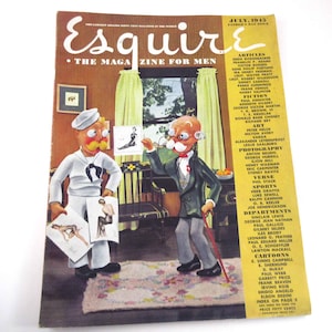 Vintage 1940s Esquire Magazine for Men July 1945 with Varga Pin Up Girl Poster