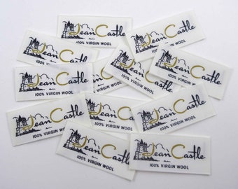 Vintage Jean Castle Woven Clothing or Dress Labels Virgin Wool Set of 12