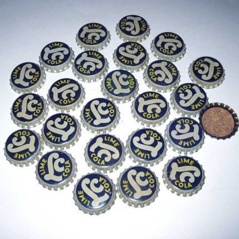 Vintage Bottle Caps with Cork Backs Blue Lime Cola Set of 25 Etsy