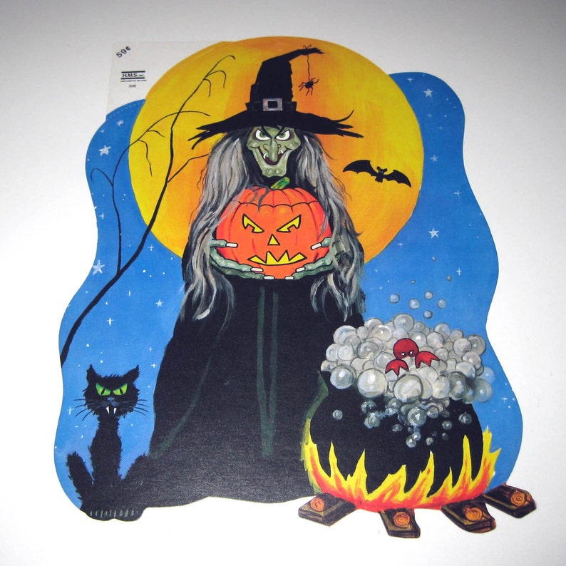Vintage Witch and Cauldron Halloween Die Cut Decoration Etsy