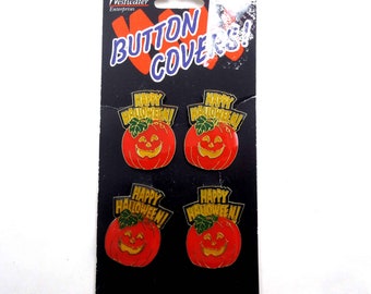 Vintage Jack O Lantern Happy Halloween Button Covers Set of 4 Westwater Enterprises