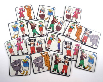 Vintage Children's Game PIeces Cards by Walt Disney Set of 16