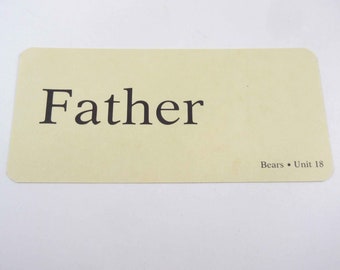 Vintage Children's School Flash Card with Word for Father