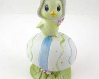 Vintage Frankel Easter Chick on Egg Ceramic or Porcelain Figurine Taiwain