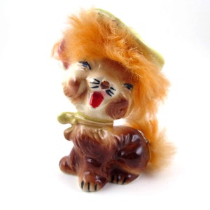 Vintage Artmark Handpainted Originals Brown Cat with Orange Fur Hat Japan