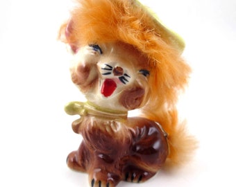 Vintage Artmark Handpainted Originals Brown Cat with Orange Fur Hat Japan