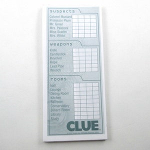 Vintage Clue Detective Game Score Sheets Detective Notes Suspects Weapons Rooms 35  Sheets