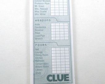 Vintage Clue Detective Game Score Sheets Detective Notes Suspects Weapons Rooms 32 Sheets