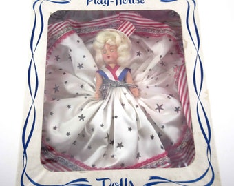 Vintage Play House Patriotic Doll with Sleepy Eyes in Original Box Americana Uncle Sam Fourth of July