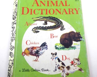 Animal Dictionary Vintage 1970s Children's Little Golden Book by Jane Werner Watson Illustrated by Feodor Rojankovsky