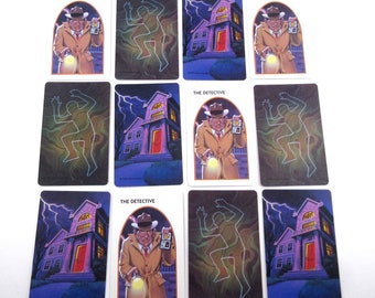 Vintage 1990s Haunted Mansion House Dead Body Outline and Detective Playing Cards Set of 12