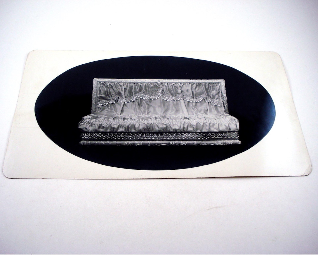 Vintage Coffin or Casket Sample Black White Photograph or Photo