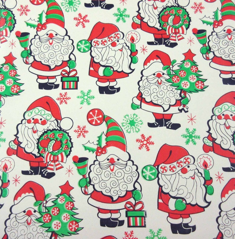 Vintage Christmas Wrapping Paper or Gift Wrap with Jolly Santa Etsy