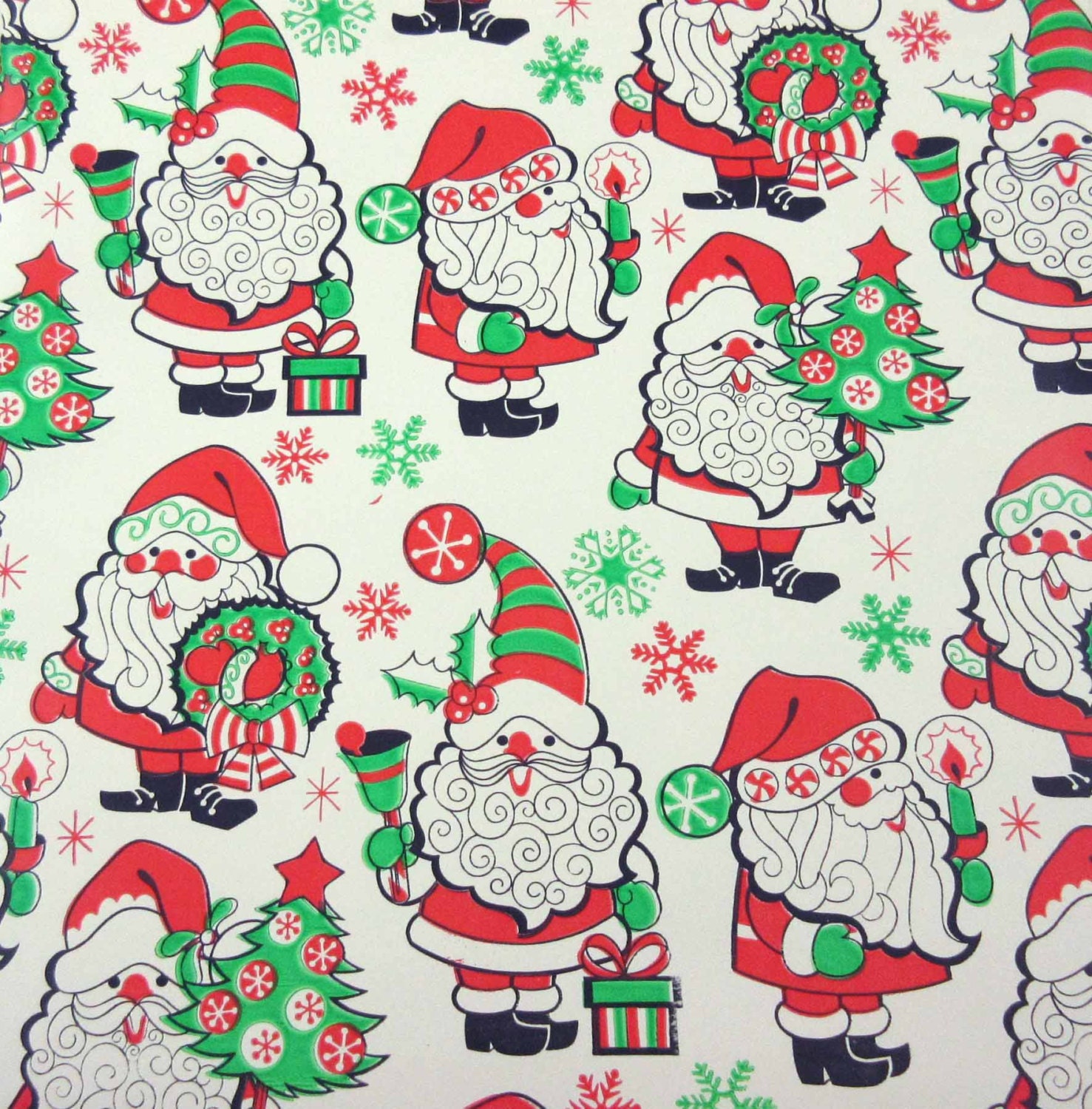 Vintage Christmas Wrapping Paper or Gift Wrap with Jolly Santa Etsy