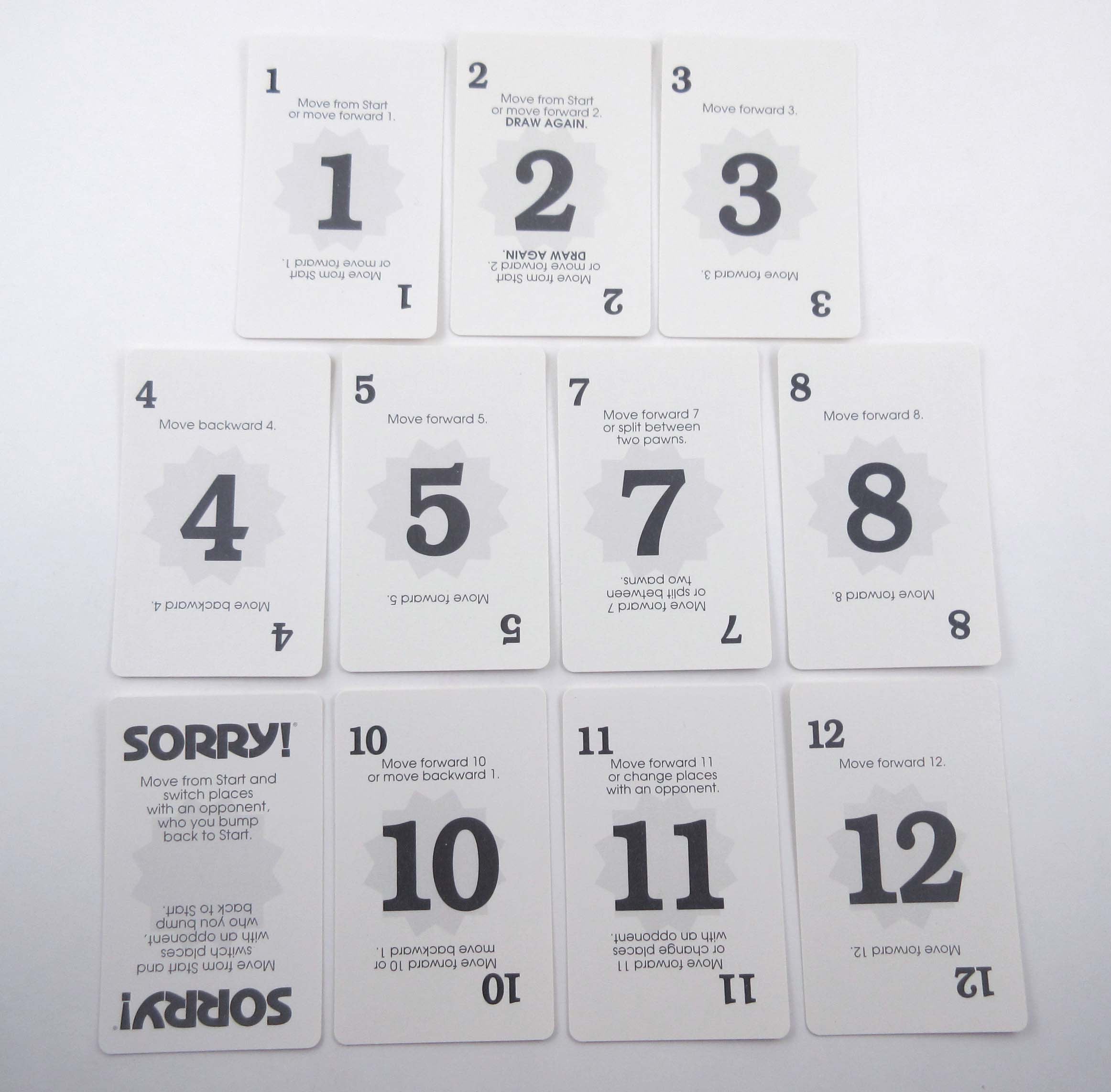 Games & Puzzles Vintage Playing Cards with Numbers from Sorry Game