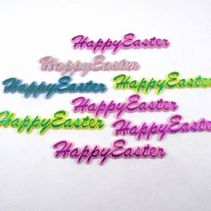 Vintage Happy Easter Words Novelty Cupcake Picks or Toppers Set of 8 Lot C