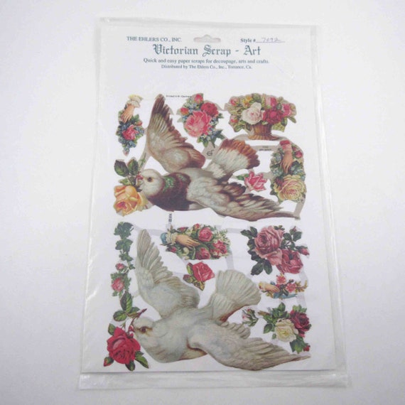 Flowers Doves & Children EF7185 German Embossed Vintage Style Scrap Die Cut Flowers Doves & Children EF7185 German Embossed Vintage Style Scrap Die Cut