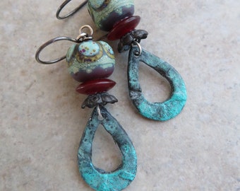 Rustic Artifacts  ... Artisan Rustic Pewter and Earthy Organic Lampwork Earrings. Shabby-Chic Boho Hoop Earrings. Vintage Turquoise Earrings