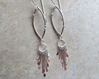 Boho Chandelier ... Artisan Solid Sterling Silver Earrings. Minimalist Silver Hoop & Fringe Paddle Earrings. Lightweight Everyday Earrings.