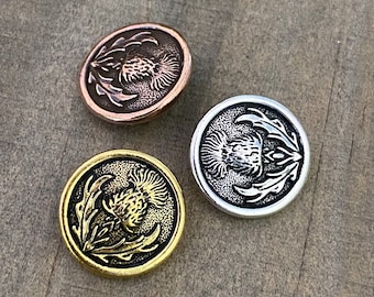 Thistle Button, 14.4mm, Sold Each, Select Finish