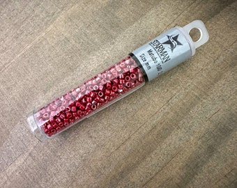 Opaque Red Nebula, Size 10/0 Czech, Cylinder, 8.9 gram tube, fits size 10/0 stitch-in perfectly