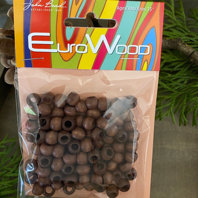 wooden beads dark brown large-hole 8 x 6.5mm 100 beads