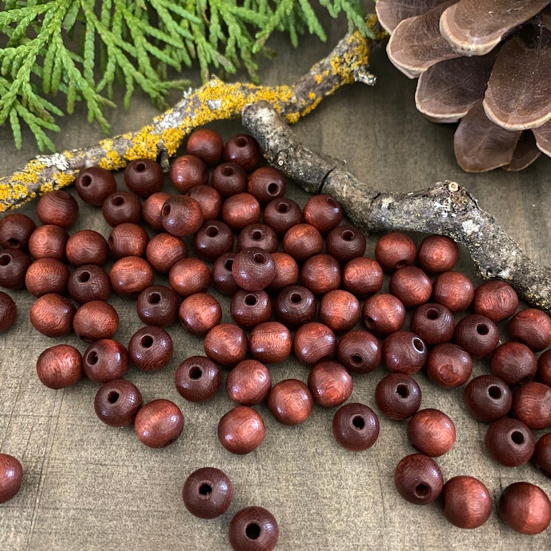 8mm wooden beads smooth mahogany 100 beads
