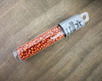 Gold Shine Red Orange, Size 10/0 Czech, Cylinder, 8.9 gram tube, fits size 10/0 stitch-in perfectly