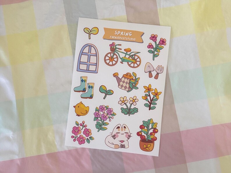 Spring Sticker Sheet | Cute Sticker Sheet | Kawaii Sticker | Garden ...