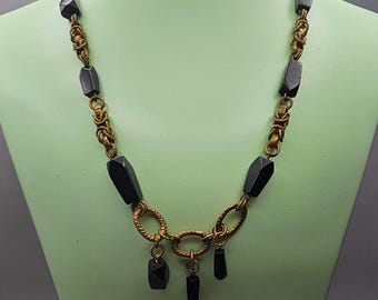 victorian whitby jet mourning necklace