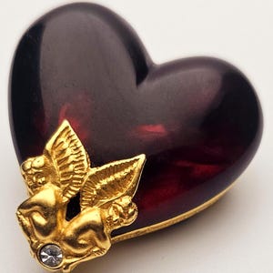 Givenchy lucite cherubs on heart brooch