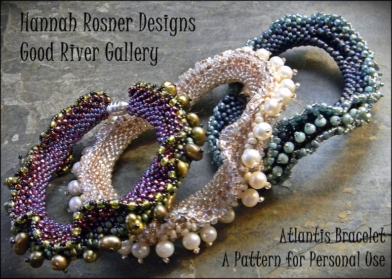 Bead Pattern Tutorial Atlantis Beaded Bracelet peyote stitch instructions by Hannah Rosner Designs intermediate level image 1