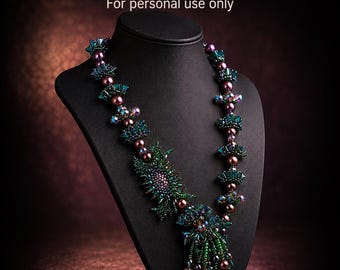 Beading tutorial Coral Gardens Beaded Bead Necklace peyote stitch & RAW intermediate level pattern instructions DIY by Hannah Rosner Designs