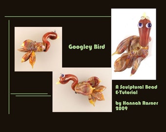 Bird Bead - Intermediate Level Sculpturale Lampworking Glass Bead Tutorial voor zacht glas of boro - Een Lampwork Googley Bird van Hannah Rosner