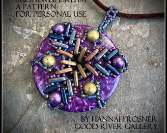 Bead Tutorial - Spiderweb Donut Pendant or Ornament- netted intermediate/advanced beading - Hannah Rosner Designs - instructions