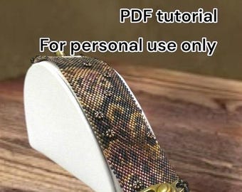 Bead Pattern Steampunk Cogs Beaded Bracelet tutorial - intermediate level peyote stitch instructions - by Hannah Rosner Designs