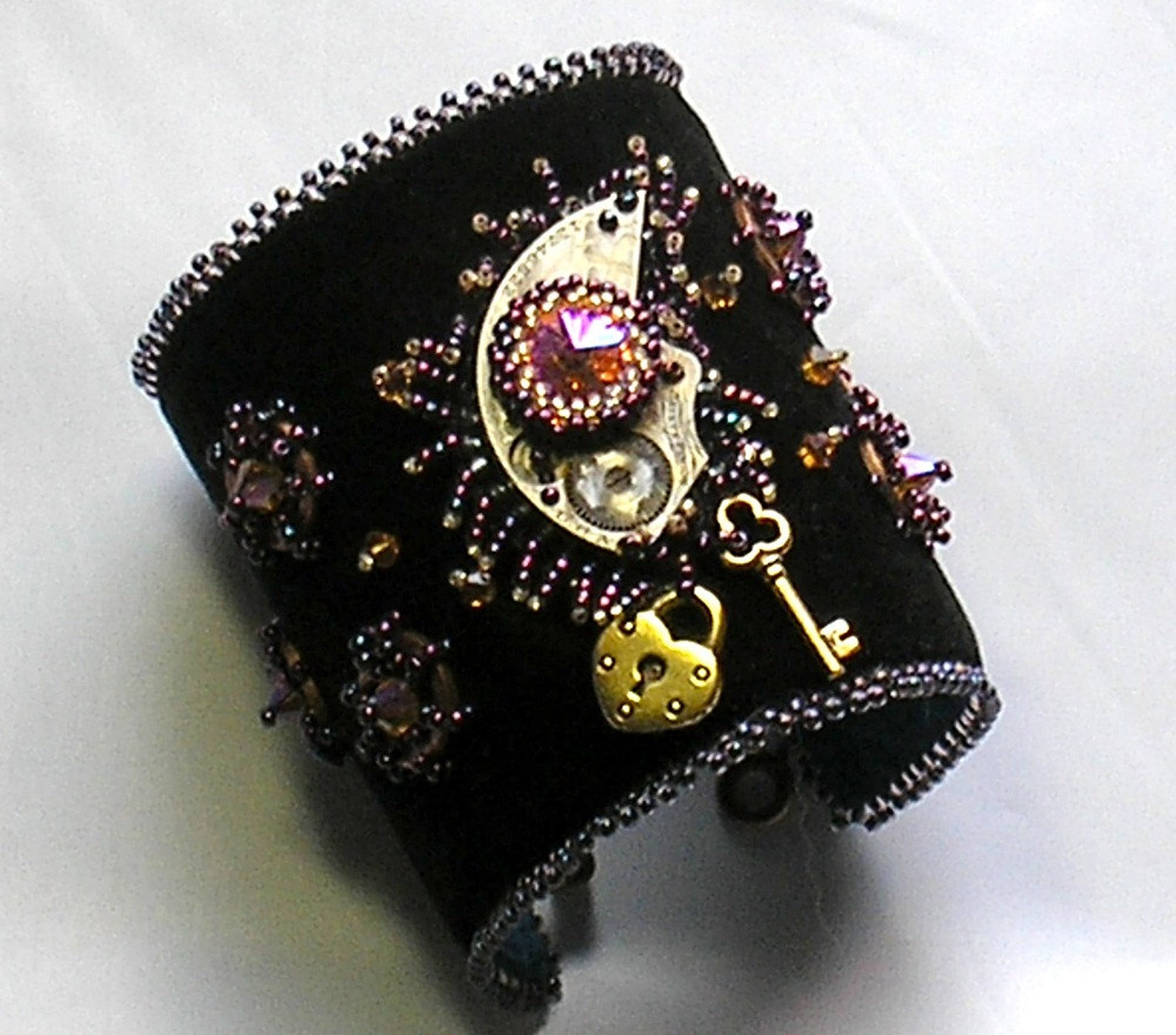 Beading Pattern Black Velvet Steampunk Beaded Bracelet TUTORIAL All