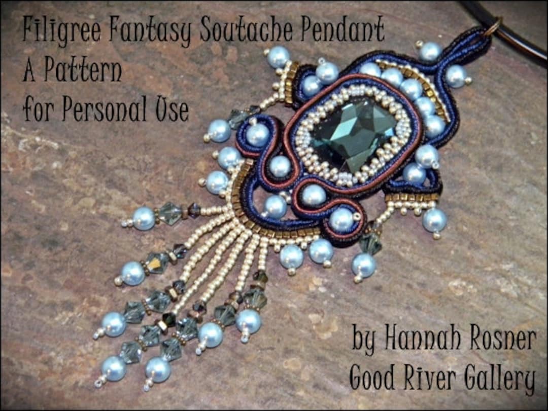 Bead Pattern Soutache Filigree Fantasy Pendant Tutorial Instructions