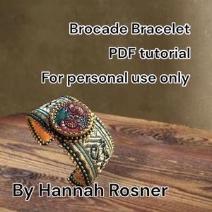 Steampunk Brocade Beaded Bracelet Tutorial: Bead Embroidery Pattern (PDF) image 1
