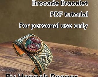 Steampunk Brocade Beaded Bracelet Tutorial: Bead Embroidery Pattern (PDF)