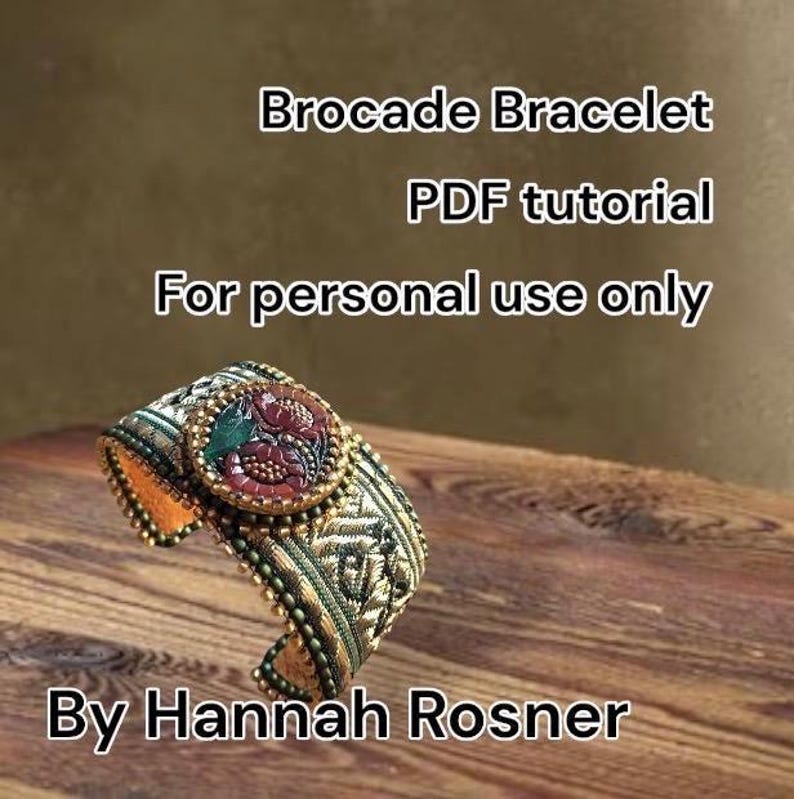 Steampunk Brocade Beaded Bracelet Tutorial: Bead Embroidery Pattern (PDF) image 1