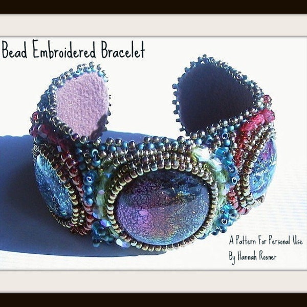 Beginning Bead Embroidery Pattern or Instructions - Seed Bead Embroidered All levels Tutorial Cuff Bracelet by Hannah Rosner Designs