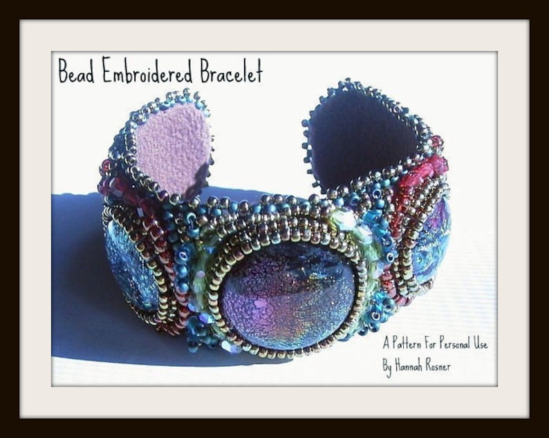 Beginning Bead Embroidery Pattern or Instructions Seed Bead Embroidered All levels Tutorial Cuff Bracelet by Hannah Rosner Designs image 1