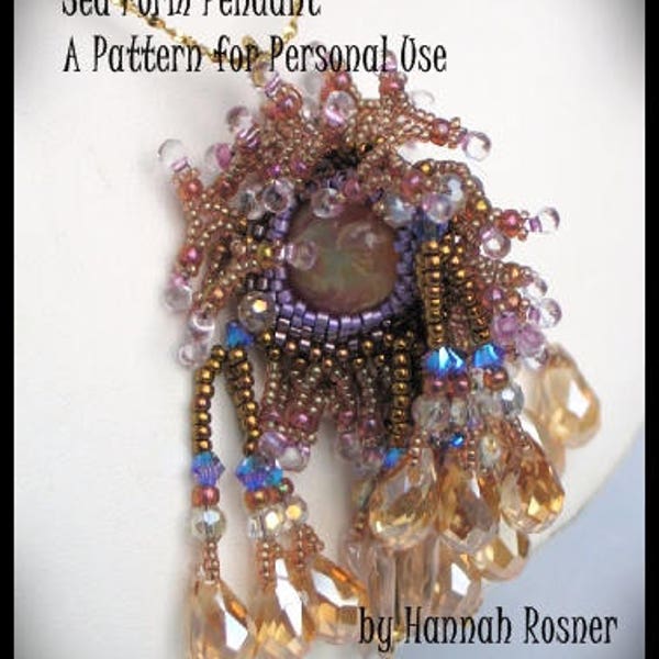 Bead Tutorial Sea Form Tassel Pendant advanced peyote stitch with fringe pattern instructions by Hannah Rosner Designs