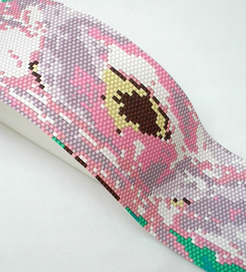 Beading Pattern Pink Peony Beaded Bracelet peyote stitch intermediate TUTORIAL INSTRUCTIONS diy jewelry design by Hannah Rosner Designs image 5