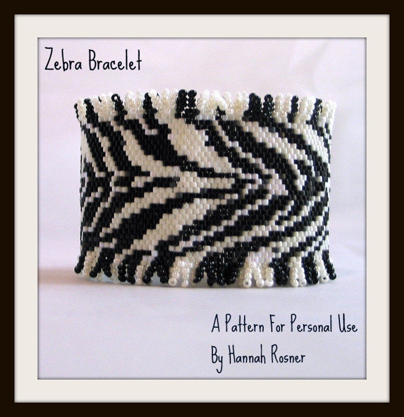 Bead Pattern African Zebra Print Beaded Bracelet With Toggle Etsy